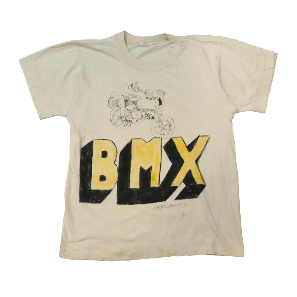 Vintage 80s Bmx Kuwahara Hand Drawn Tan T-Shirt Size L